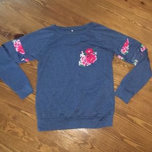 Blue Floral Print Sweater